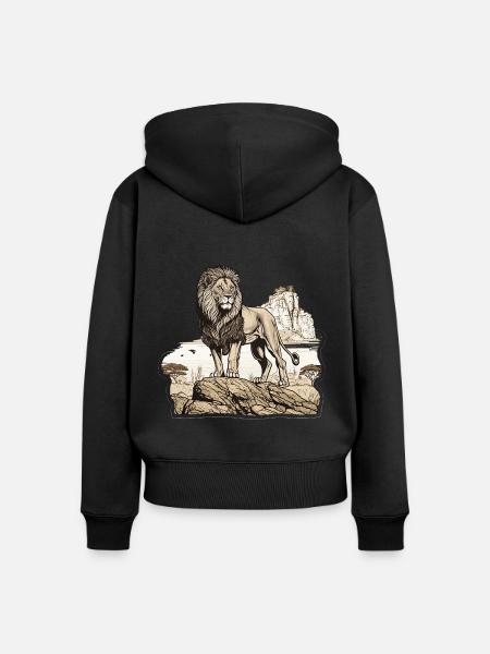 Königlicher Löwe - Frauen Premium Bio Zip Hoodie - Schwarz