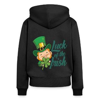 Leprechaun Kobold St. Patricks Day Irland - Frauen Premium Bio Zip Hoodie - Schwarz - Hinten - Julia (174cm)