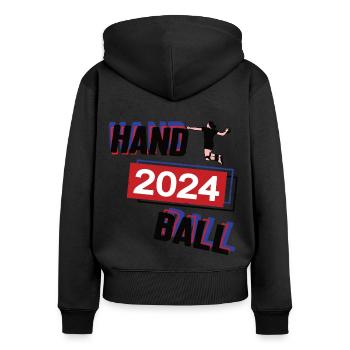 Handball Spielerin Team Turnier Mannschaft 2024 - Frauen Premium Bio Zip Hoodie - Schwarz - Hinten - Julia (174cm)
