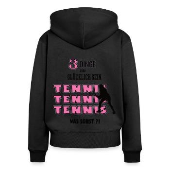 Tennis Was Sonst Spiel Tennisspielerin Spielerin - Frauen Premium Bio Zip Hoodie - Schwarz - Hinten - Julia (174cm)