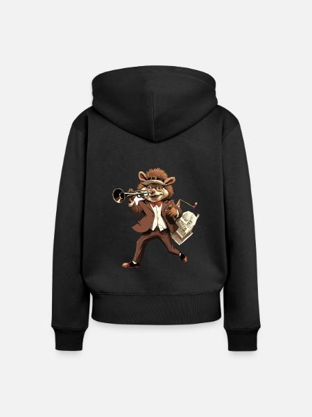 Schaukel-Igel - Frauen Premium Bio Zip Hoodie - Schwarz