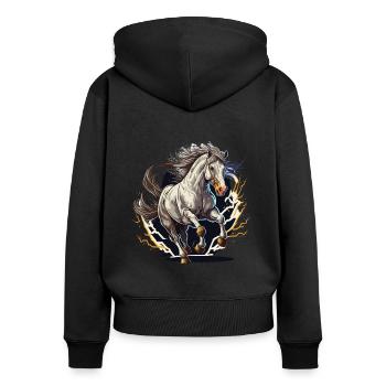 Majestueux et puissant : le cheval se cabre avec une force - Sweat à capuche zippé Premium bio Femme - noir - Dos - Julia (174cm)