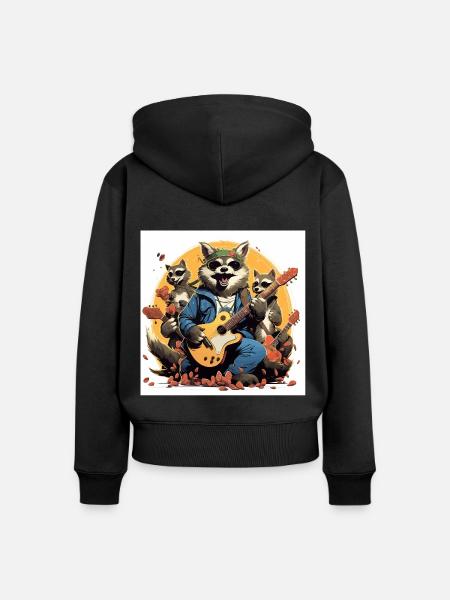 Der Caffeine Rocke - Frauen Premium Bio Zip Hoodie - Schwarz