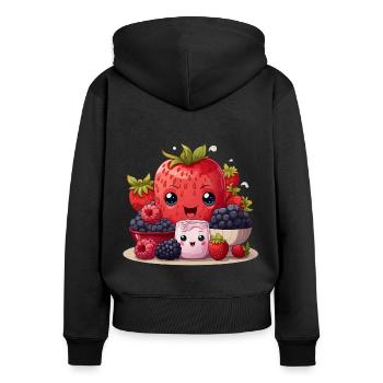 Berry Bliss - Women's Premium Organic Zip Hoodie - black - Back - Julia (174cm)