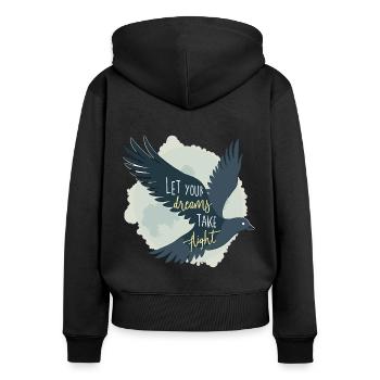 Let Your Dreams Take Flight Seagull Bird - Women's Premium Organic Zip Hoodie - black - Back - Julia (174cm)