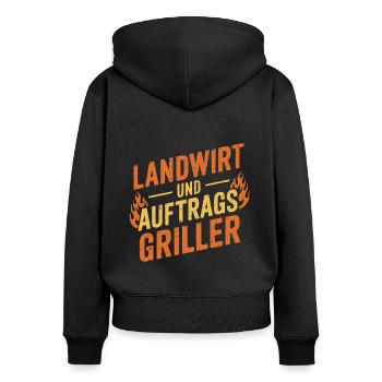 Landwirt und Auftragsgriller - Frauen Premium Bio Zip Hoodie - Schwarz - Hinten - Julia (174cm)