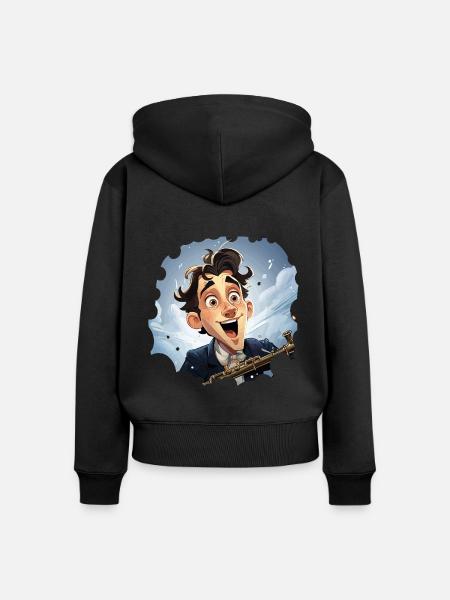 Der leidenschaftliche Klarinettist - Frauen Premium Bio Zip Hoodie - Schwarz