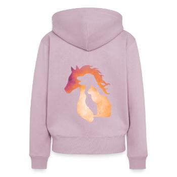 Silhouette Hund, Katze und Pferd - Frauen Premium Bio Zip Hoodie - Altrosa - Hinten - Julia (174cm)