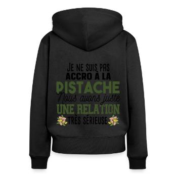 Pistache Apéro Glace Gourmand Humour Cadeau - Sweat à capuche zippé Premium bio Femme - noir - Dos - Julia (174cm)