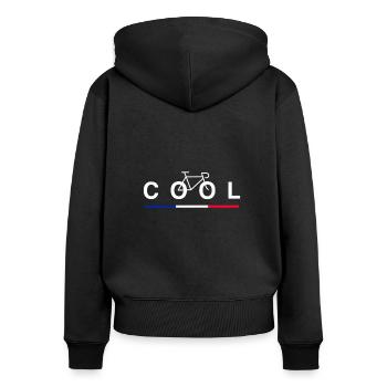 Leidenschaft für den Radsport Frankreich - Frauen Premium Bio Zip Hoodie - Schwarz - Hinten - Julia (174cm)