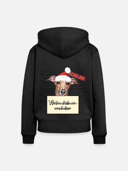 Weihnachtsbaum Umschubser Italienischer Windhund - Frauen Premium Bio Zip Hoodie - Schwarz
