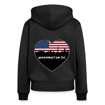 Washington Dc Washington États-Unis Flag Skyline Voyage S - Sweat à capuche zippé Premium bio Femme - noir - Dos - Julia (174cm)