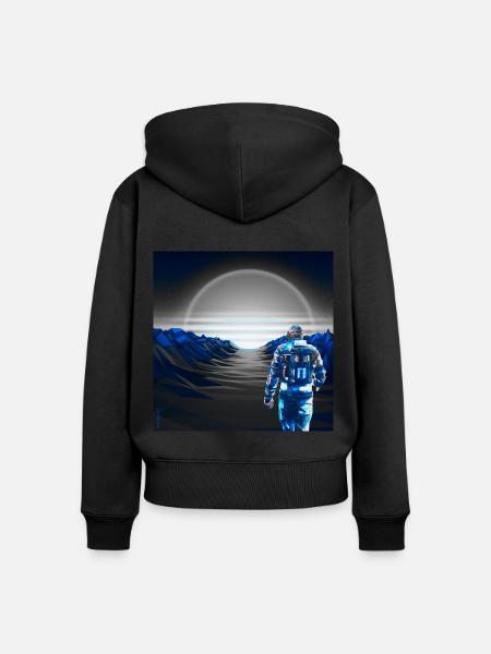 Cyber Sunset Graublau - Futuristisch - Frauen Premium Bio Zip Hoodie - Schwarz