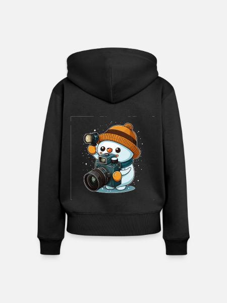 Verschneiter Fotograf - Frauen Premium Bio Zip Hoodie - Schwarz