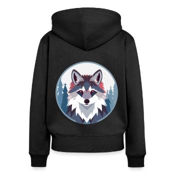 Süßer Polygon Fuchs - Frauen Premium Bio Zip Hoodie - Schwarz - Hinten - Julia (174cm)