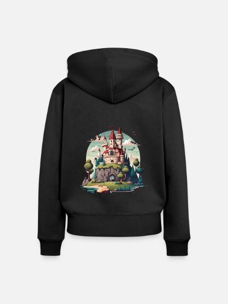 Schloss in den Hügeln - Frauen Premium Bio Zip Hoodie - Schwarz