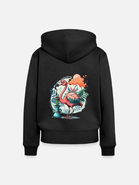 Flamingo-Kiffer - Frauen Premium Bio Zip Hoodie - Schwarz