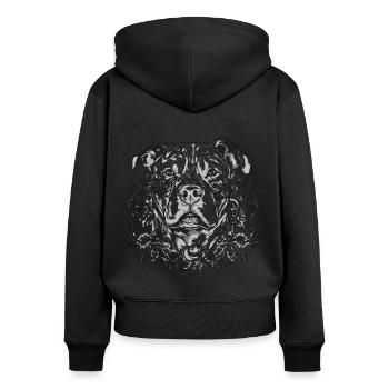 American Staffordshire Terrier avec des fleurs - Sweat à capuche zippé Premium bio Femme - noir - Dos - Julia (174cm)