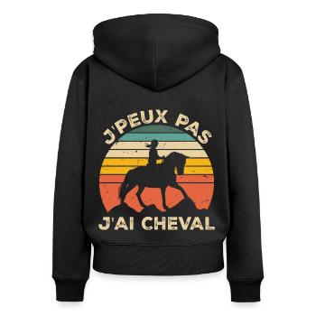 J'Peux Pas J'ai Cheval Animal Equitation - Sweat à capuche zippé Premium bio Femme - noir - Dos - Julia (174cm)