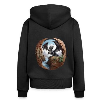 dragon - Sweat à capuche zippé Premium bio Femme - noir - Dos - Julia (174cm)