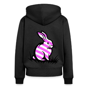 Osterhase Ostern - Frauen Premium Bio Zip Hoodie - Schwarz - Hinten - Julia (174cm)