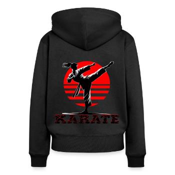 Karaté - Sweat à capuche zippé Premium bio Femme - noir - Dos - Julia (174cm)