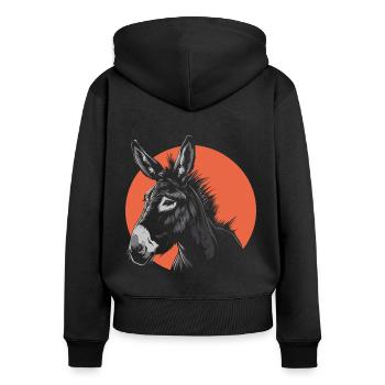 Ein Esel - Frauen Premium Bio Zip Hoodie - Schwarz - Hinten - Julia (174cm)