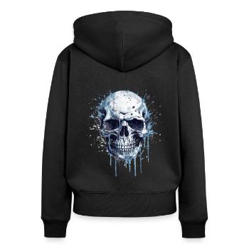 Crâne - Sweat à capuche zippé Premium bio Femme - noir - Dos - Julia (174cm)