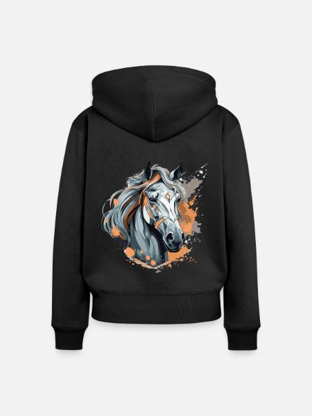 Pferdeliebe - Frauen Premium Bio Zip Hoodie - Schwarz