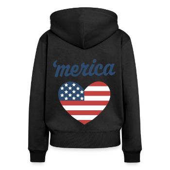 'merica - Women's Premium Organic Zip Hoodie - black - Back - Julia (174cm)