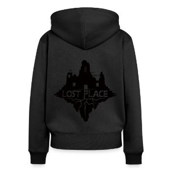 Lost Place - Urbex - Women's Premium Organic Zip Hoodie - black - Back - Julia (174cm)