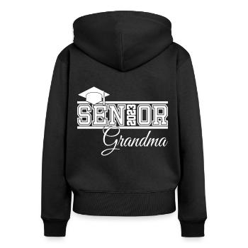 Senior 2023 Oma Stolze Oma von Graduate - Frauen Premium Bio Zip Hoodie - Schwarz - Hinten - Julia (174cm)