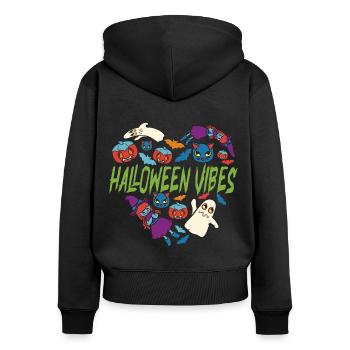 Halloween Geist Halloween Kostüm Halloween Vibes - Frauen Premium Bio Zip Hoodie - Schwarz - Hinten - Julia (174cm)
