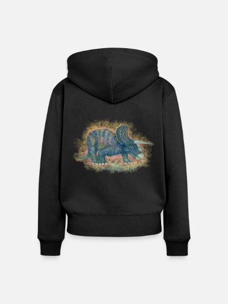 Gehörnte Dinosaurier - Frauen Premium Bio Zip Hoodie - Schwarz