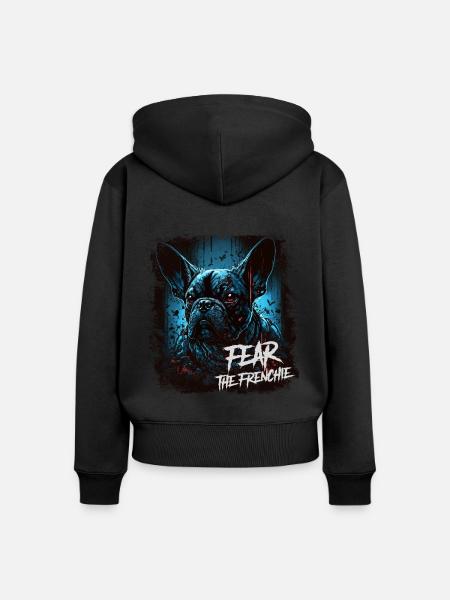 Fear the Frenchie - Frauen Premium Bio Zip Hoodie - Schwarz