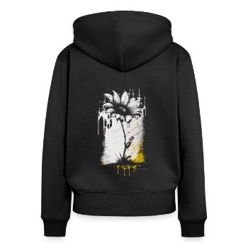 Gänseblümchen - Frauen Premium Bio Zip Hoodie - Schwarz - Hinten - Julia (174cm)