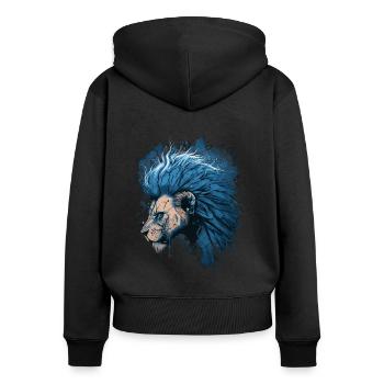 Signe du zodiaque Lion - Sweat à capuche zippé Premium bio Femme - noir - Dos - Julia (174cm)