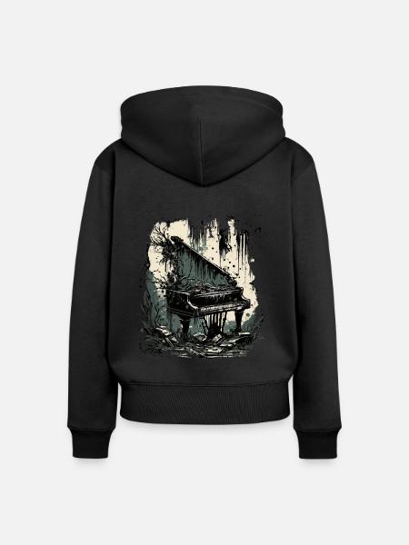 Horrorklavier - Frauen Premium Bio Zip Hoodie - Schwarz