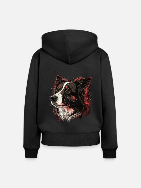 Border Collie - Frauen Premium Bio Zip Hoodie - Schwarz