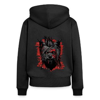 Horreur Yorkshire Terrier - Sweat à capuche zippé Premium bio Femme - noir - Dos - Julia (174cm)