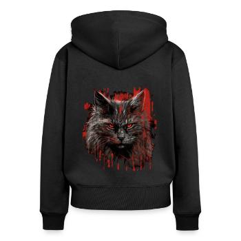 Maine Coon Horreur - Sweat à capuche zippé Premium bio Femme - noir - Dos - Julia (174cm)