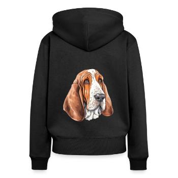 Basset Hound - Women's Premium Organic Zip Hoodie - black - Back - Julia (174cm)