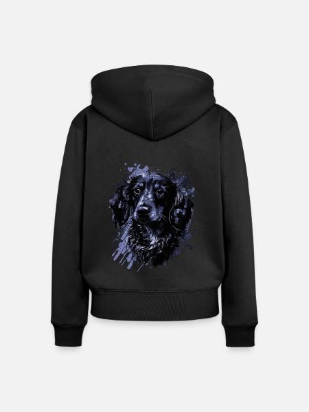 Dackelwelpe - Frauen Premium Bio Zip Hoodie - Schwarz