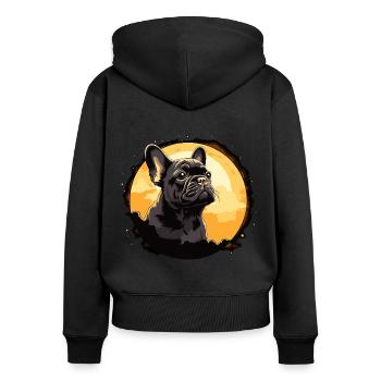 Französische Bulldogge - Frauen Premium Bio Zip Hoodie - Schwarz - Hinten - Julia (174cm)
