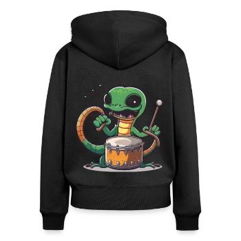 Schlangen-Beats - Frauen Premium Bio Zip Hoodie - Schwarz - Hinten - Julia (174cm)