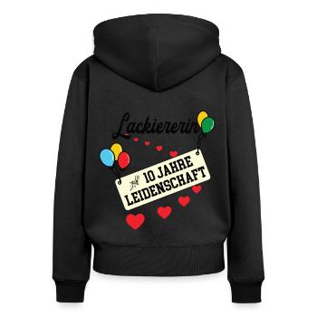 Lackiererin Jubiläum 10 Jahre Lackiererei 10. Jubi - Frauen Premium Bio Zip Hoodie - Schwarz - Hinten - Julia (174cm)