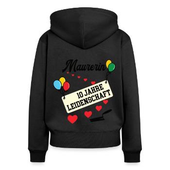 Maurerin 10 jähriges Jubiläum Betonbau 10 Jubi - Frauen Premium Bio Zip Hoodie - Schwarz - Hinten - Julia (174cm)