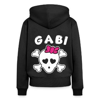Piratin Gabi Design für Mädchen und Frauen - Frauen Premium Bio Zip Hoodie - Schwarz - Hinten - Julia (174cm)