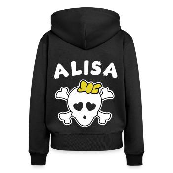 Piratin Alisa Design für Mädchen und Frauen - Frauen Premium Bio Zip Hoodie - Schwarz - Hinten - Julia (174cm)