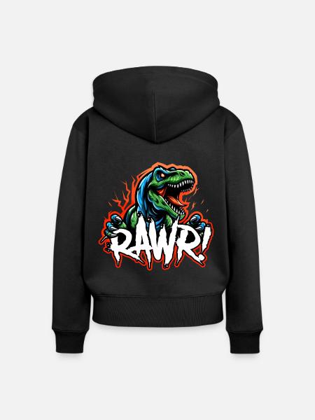 T Rex Brüllen - Frauen Premium Bio Zip Hoodie - Schwarz